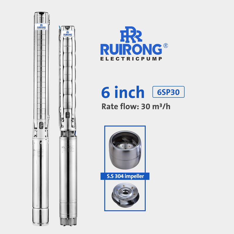 RUIRONG PUMP 6 inch 380v SS304 submersible pump full stainless steel submersible borehole pump
