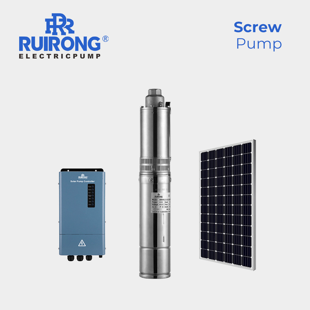 RUIRONG solar power submersible screw pumps DC solar submersible pump system