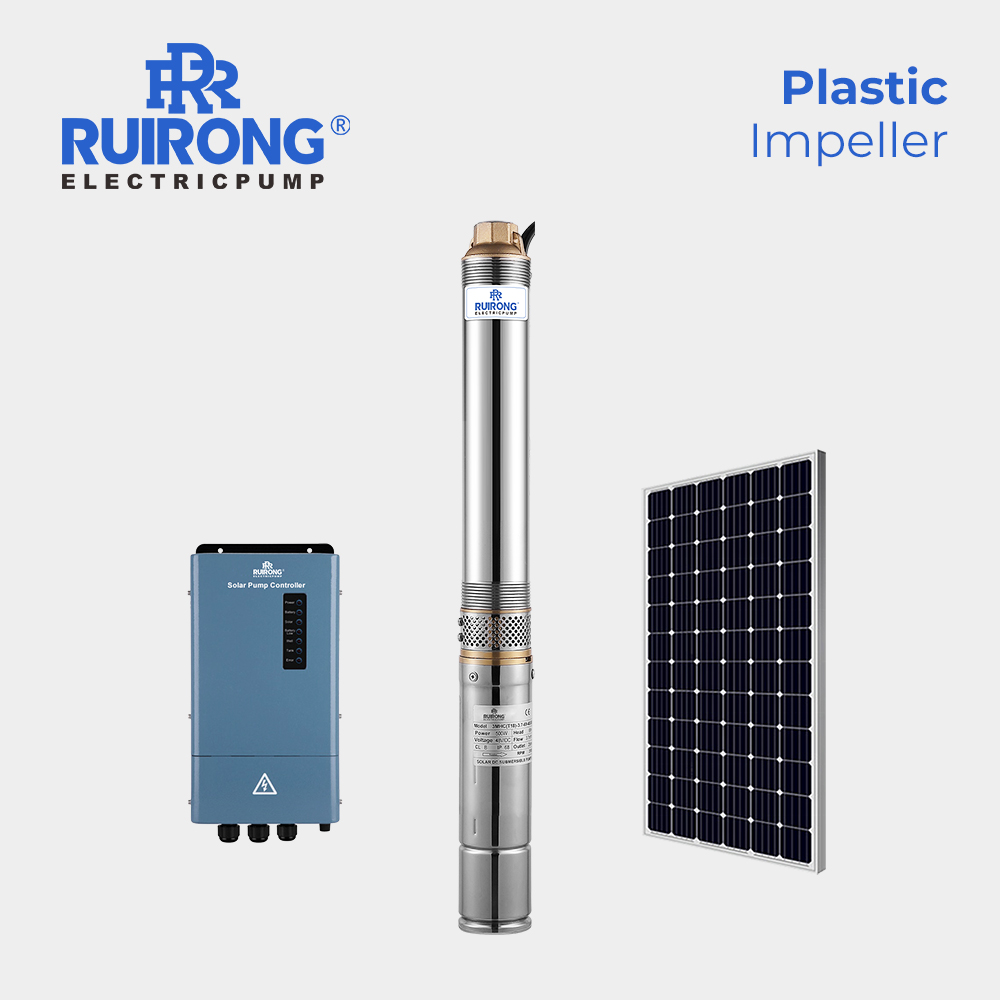 RUIRONG solar power submersible impeller well pumps DC Solar submersible water Pump system